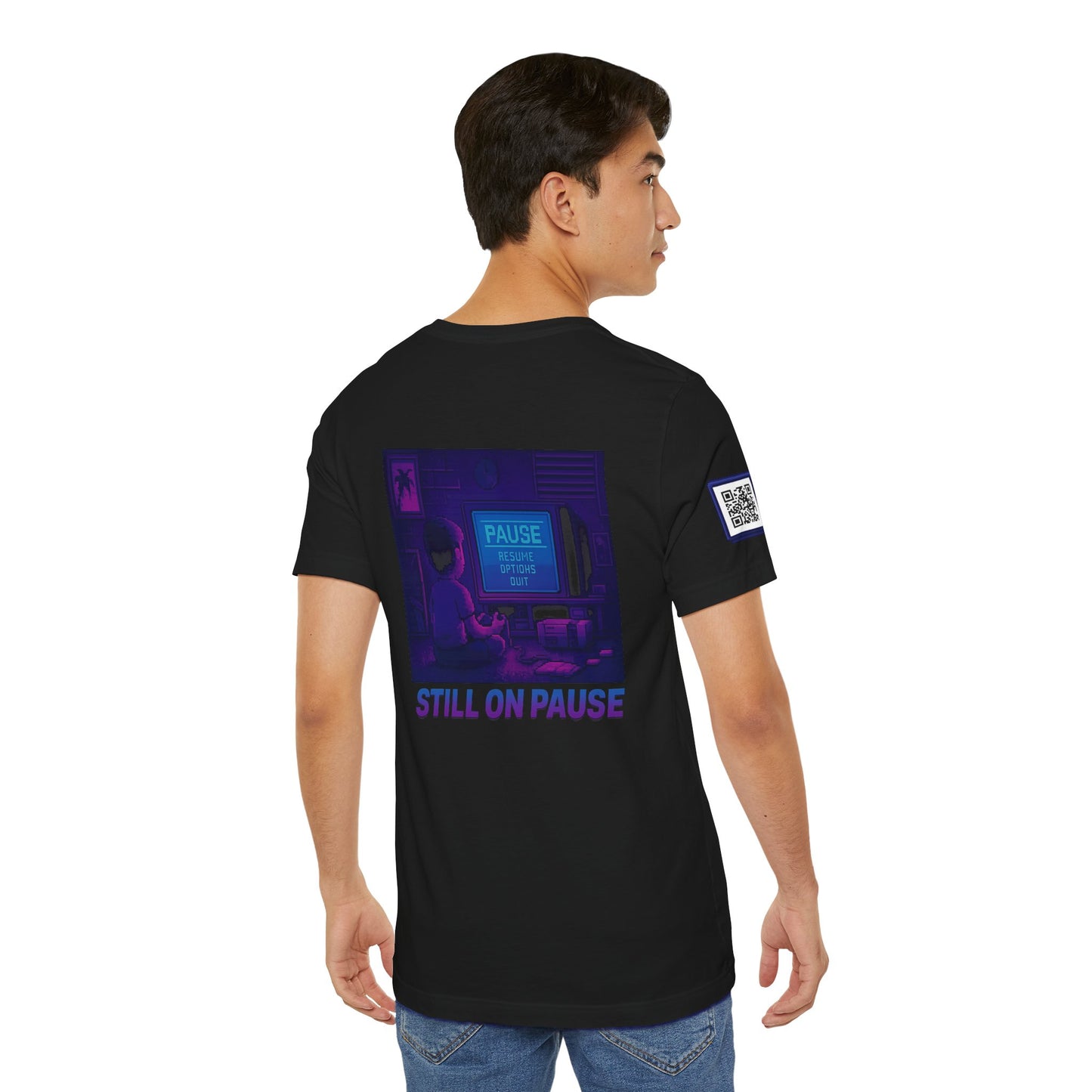 Still on Pause – Retro Pixel Art Mental Health T-Shirt