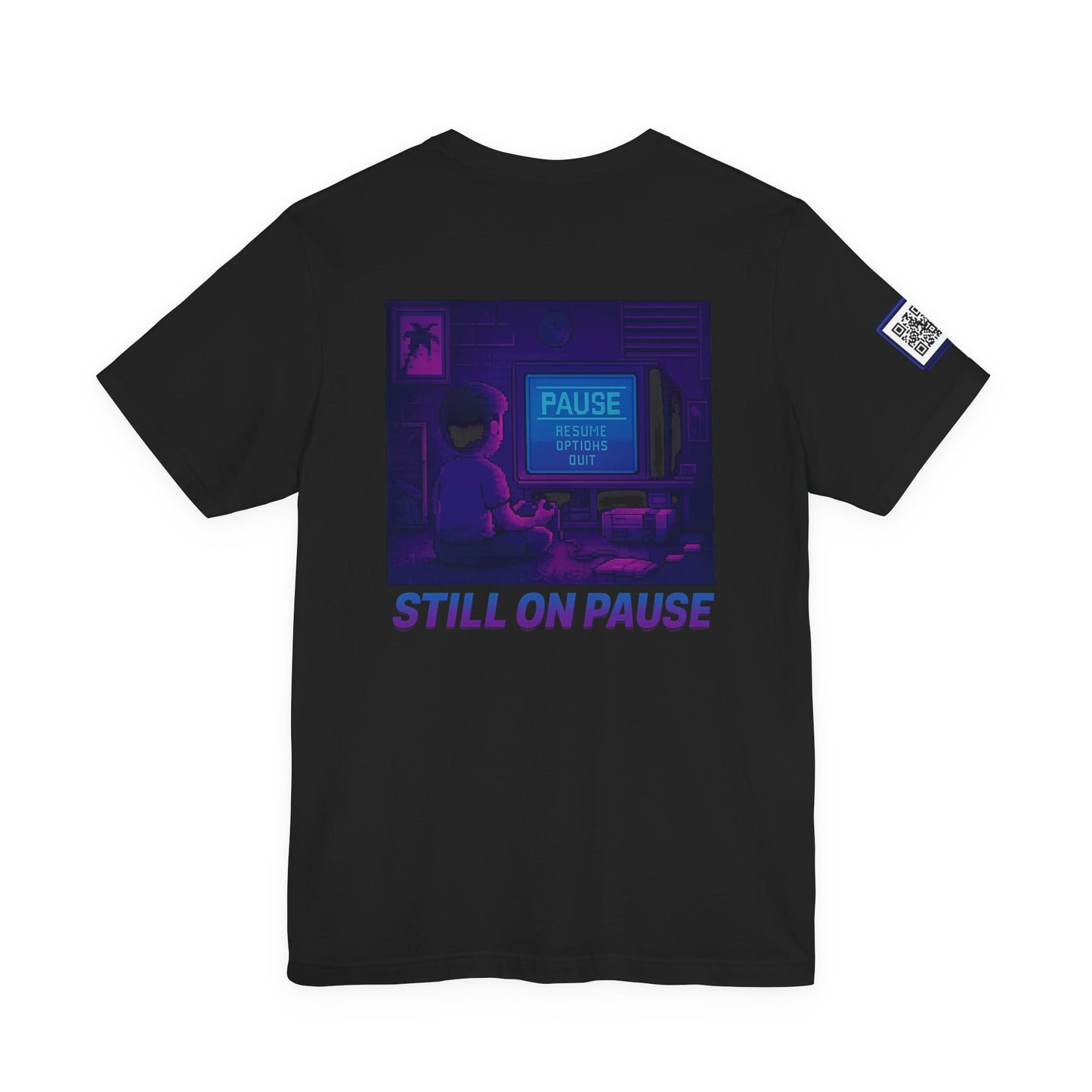 Still on Pause – Retro Pixel Art Mental Health T-Shirt