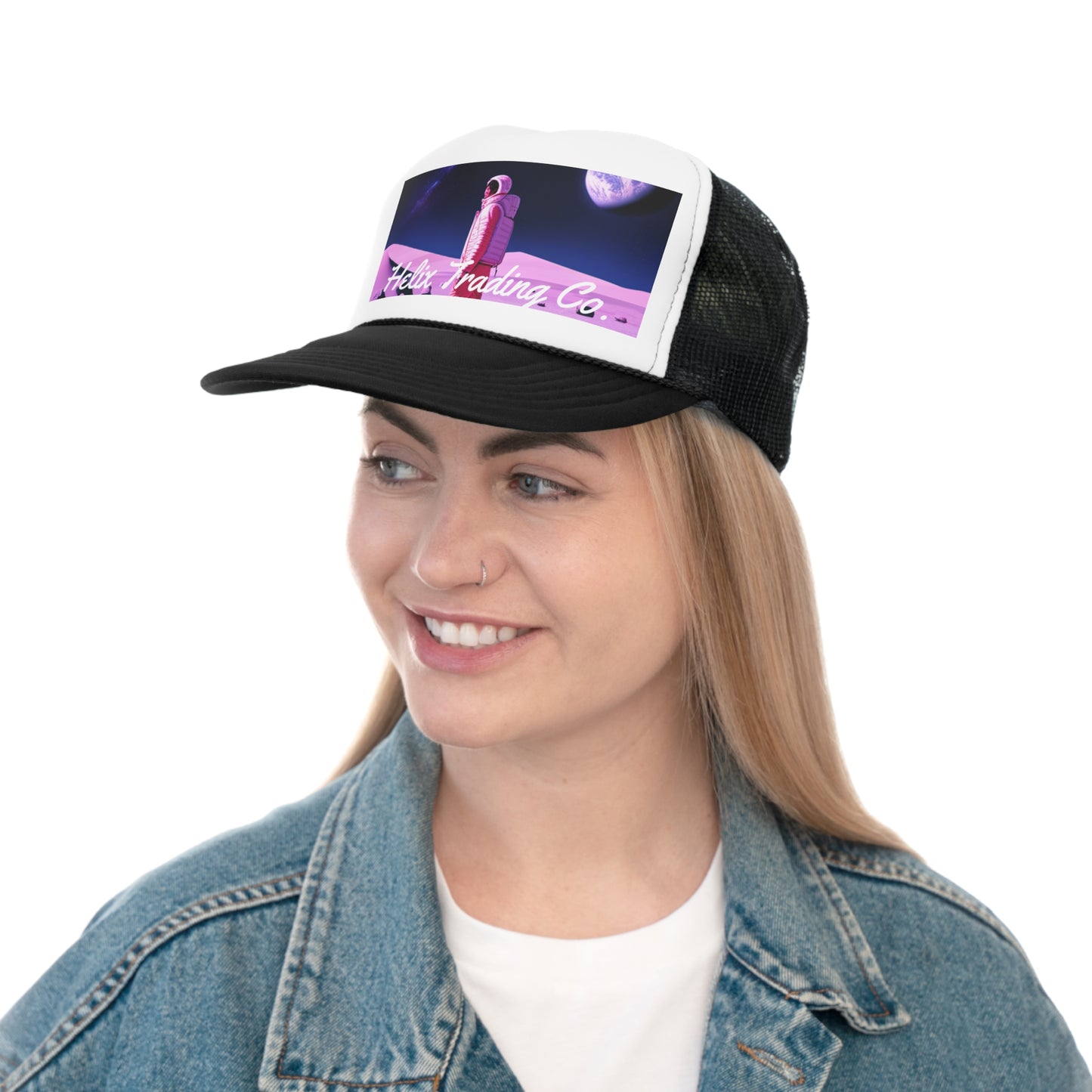 Spacing Out Trucker Hat is  "Discover Celestial Style with 'Spacing Ou