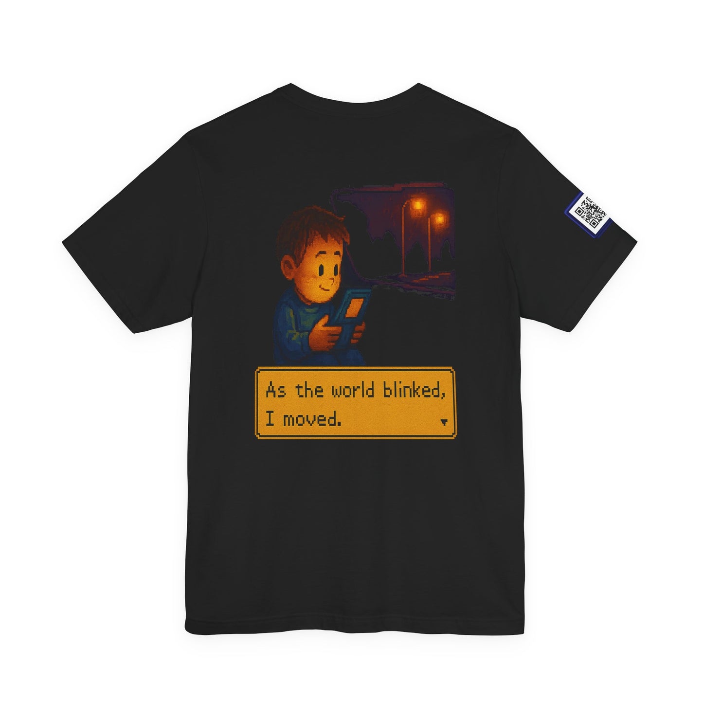 As the World Blinked – Nostalgic Pixel Art T-Shirt | Only in the Flicker Collection